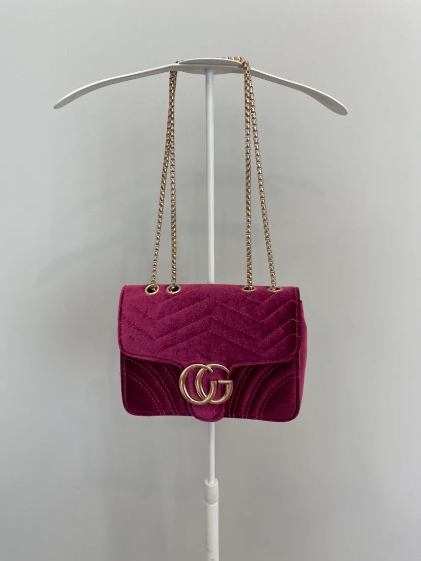Burgundy Velvet Chain Bag thumbnail