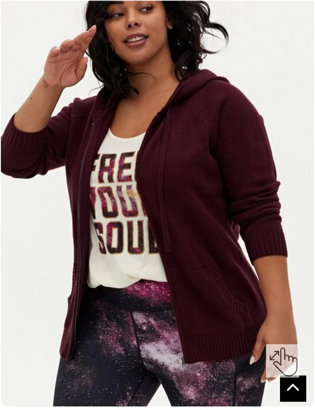 Torrid Ribbed Cardigan Zip Up Hooded Sweater Size: 3X image indicator(2)