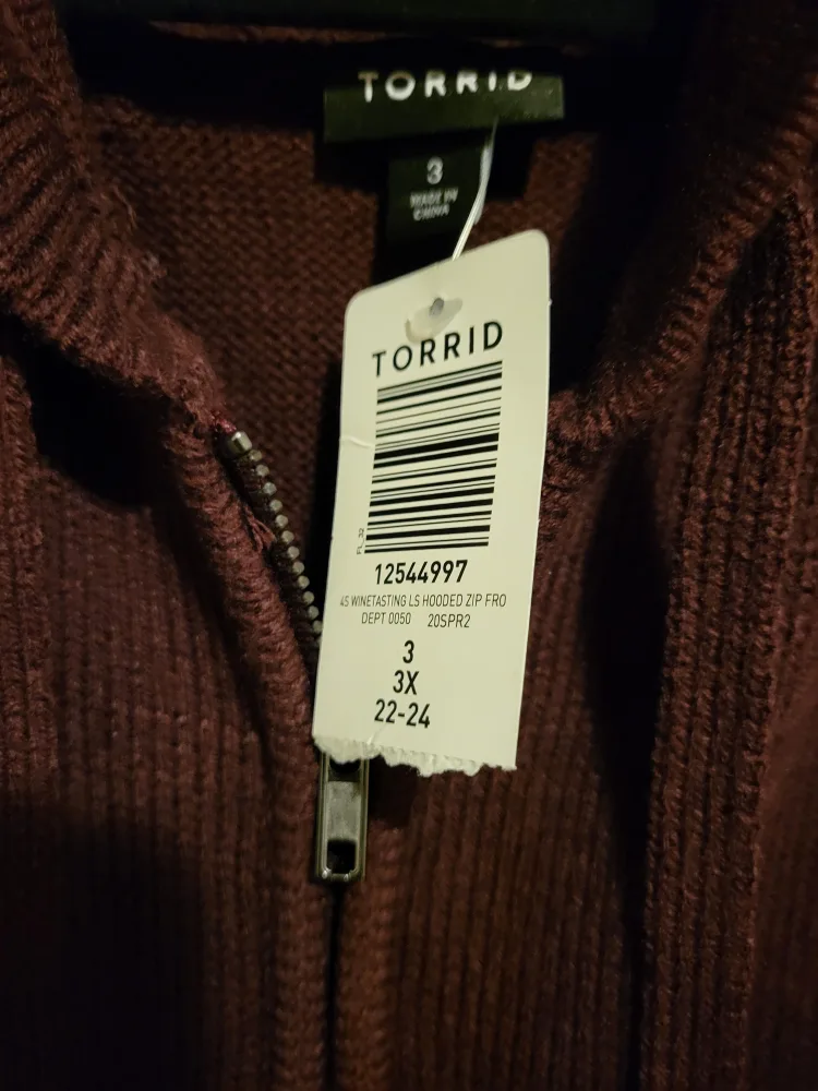 Torrid Ribbed Cardigan Zip Up Hooded Sweater Size: 3X image indicator(10)