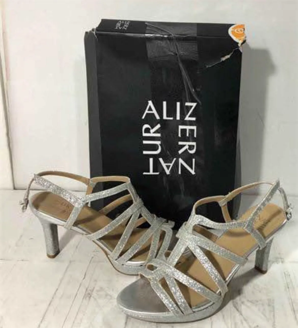 Naturalizer Women's Baylor Dress Sandals Silver Glitter Size 7.5 thumbnail