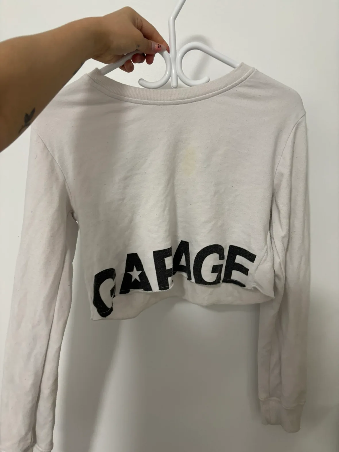 Garage White Cropped Long Sleeve Top - Size S - #freecycle thumbnail