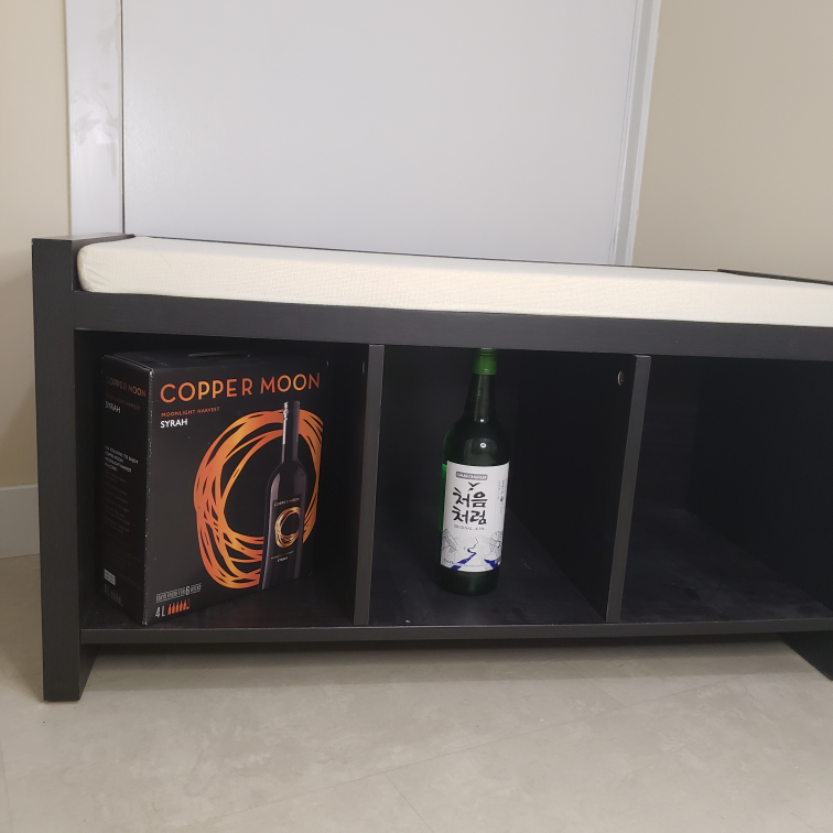 Black Storage Bench with Cushioned Seat - photo 4