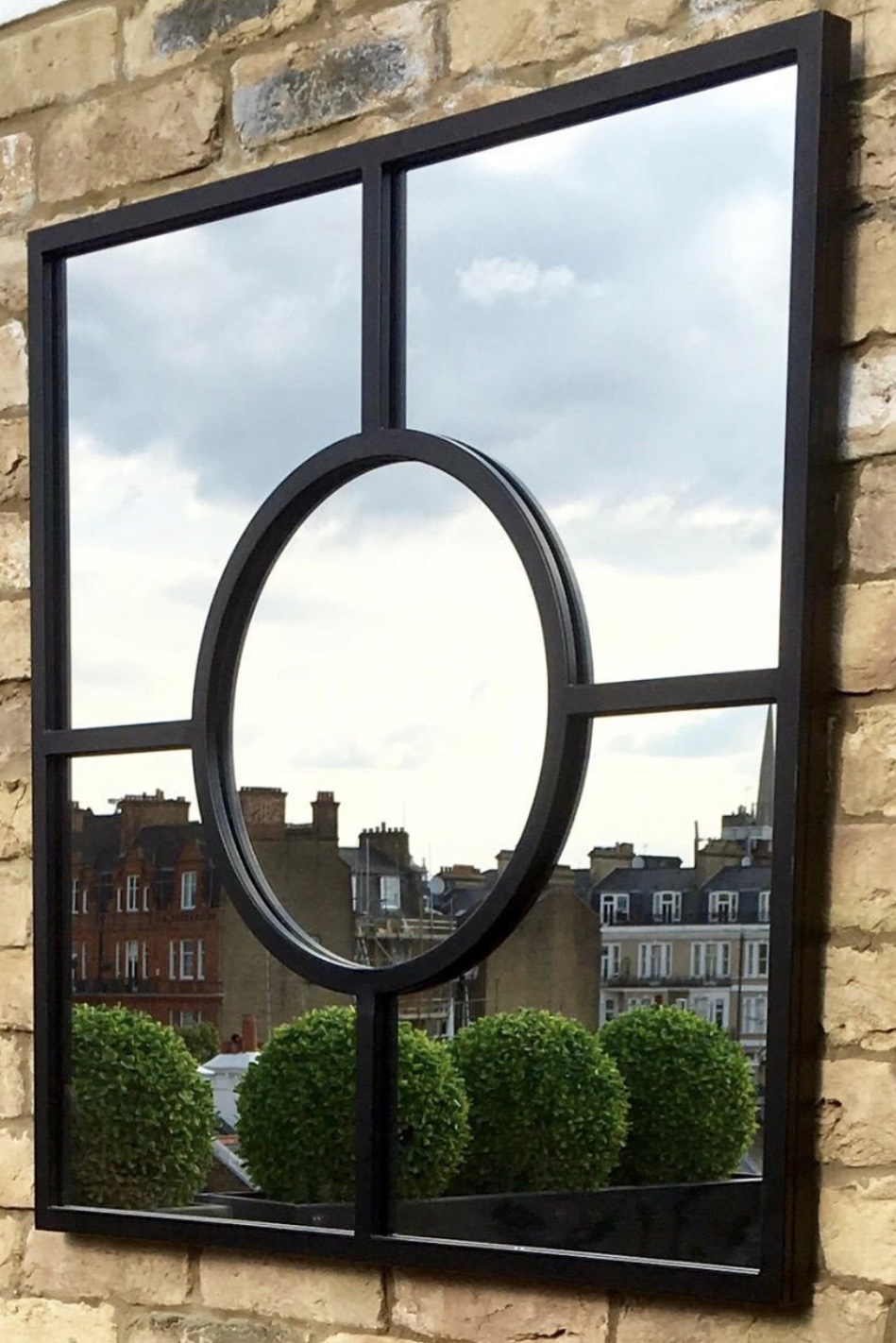 Black Square Mirror with Circle in the Center - photo 3