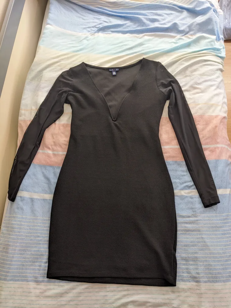 Black Bodycon Low Plunge V-Neck Dress image indicator(2)