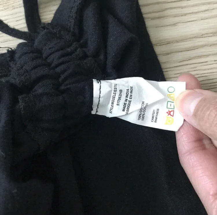 Basic By Design Black Cotton Side-tie T-Shirt - XS image indicator(3)