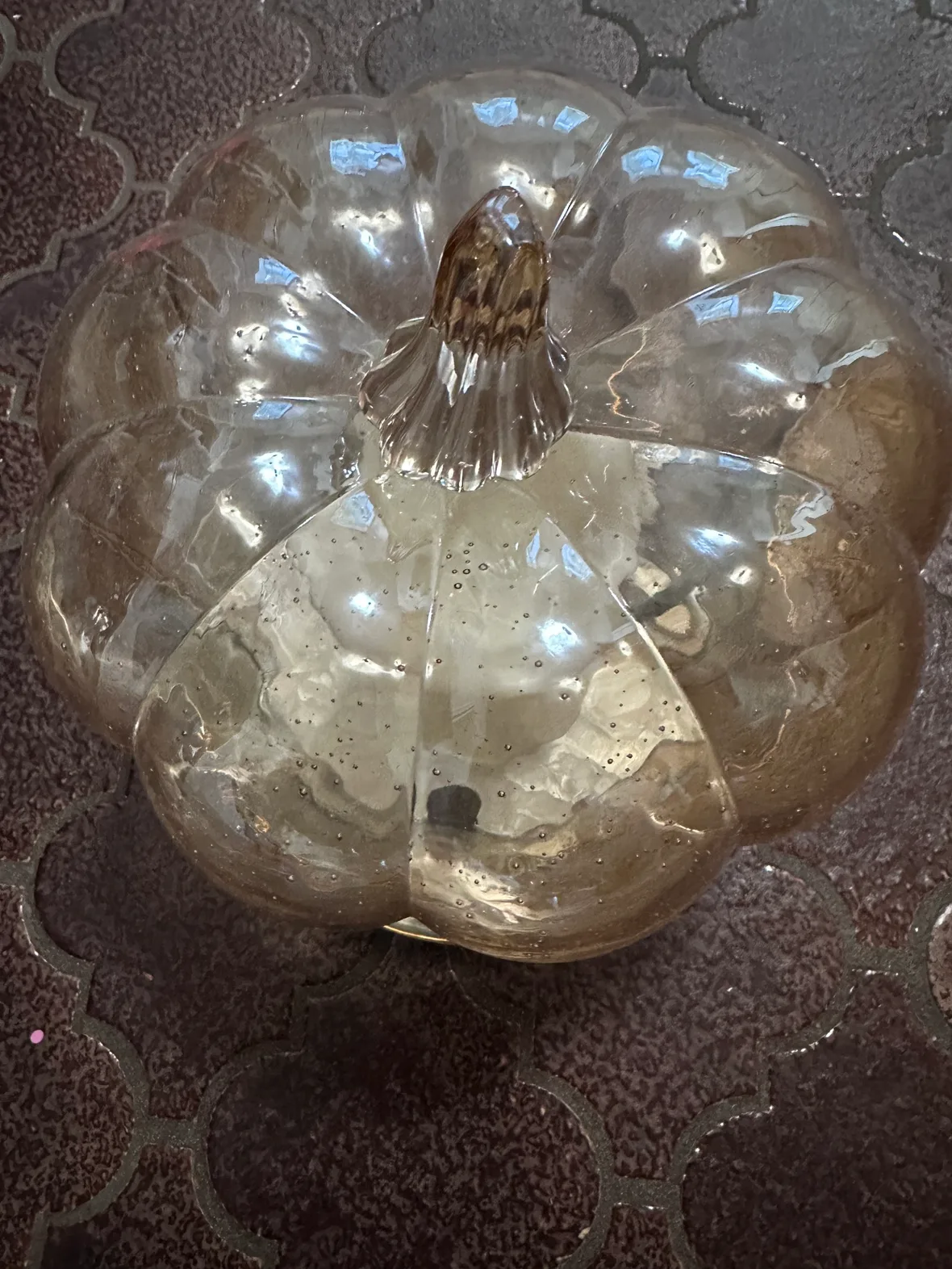 Holiday  Glass pumpkin Cloche with led candle - Bee and Willow. image indicator(2)