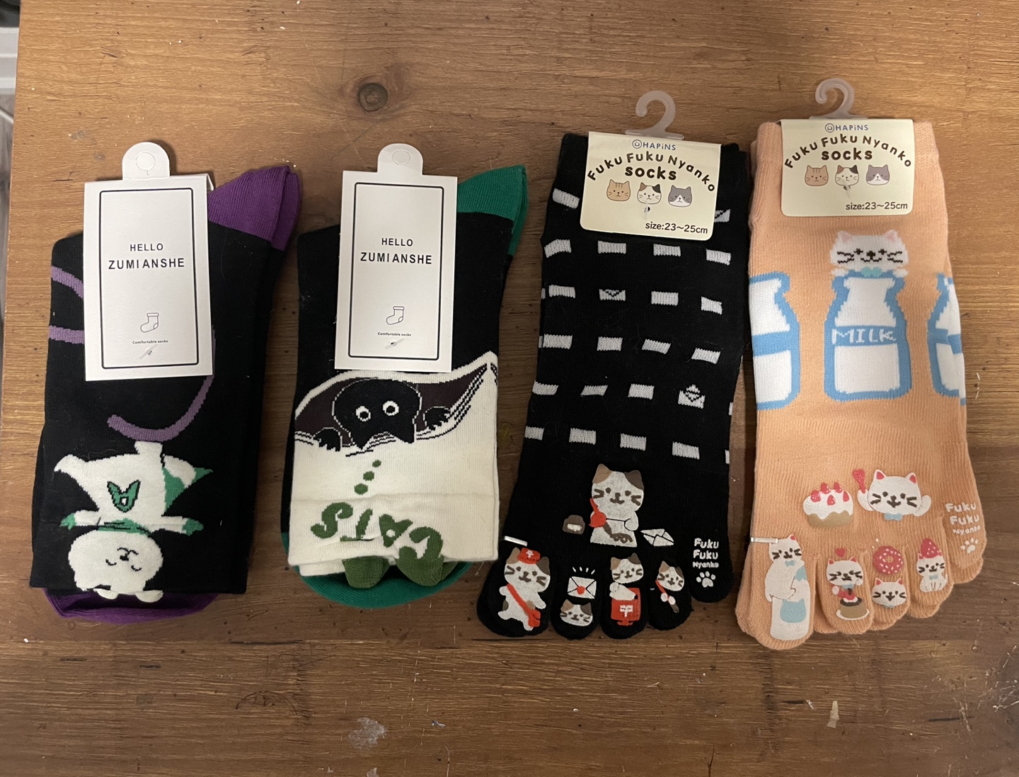 4 Pairs of Cute Cat Toe Socks