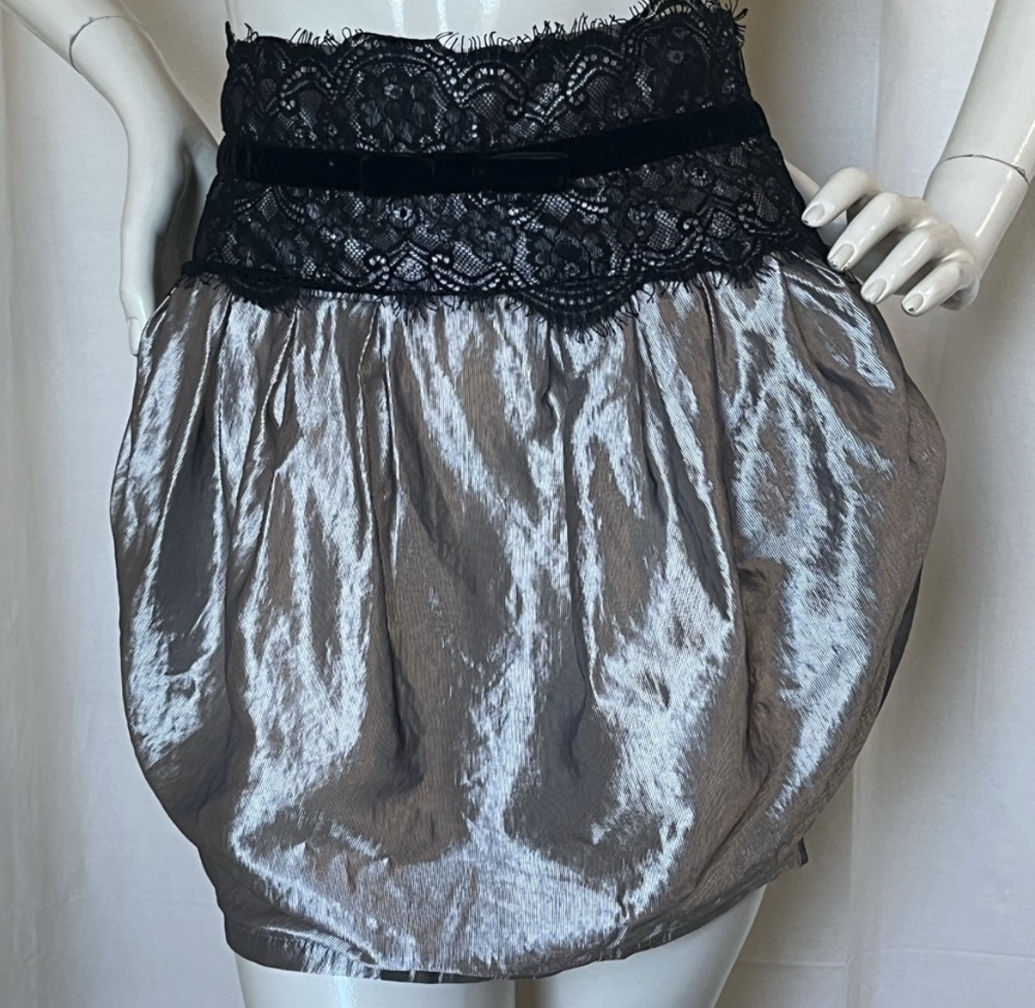 Lipsy Black & Silver Mini 🫧 Skirt XXS -XS - photo 4