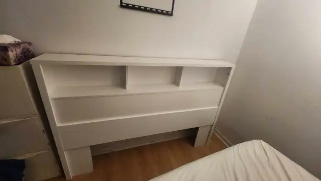 White Headboard with Built-in Shelves - photo 4