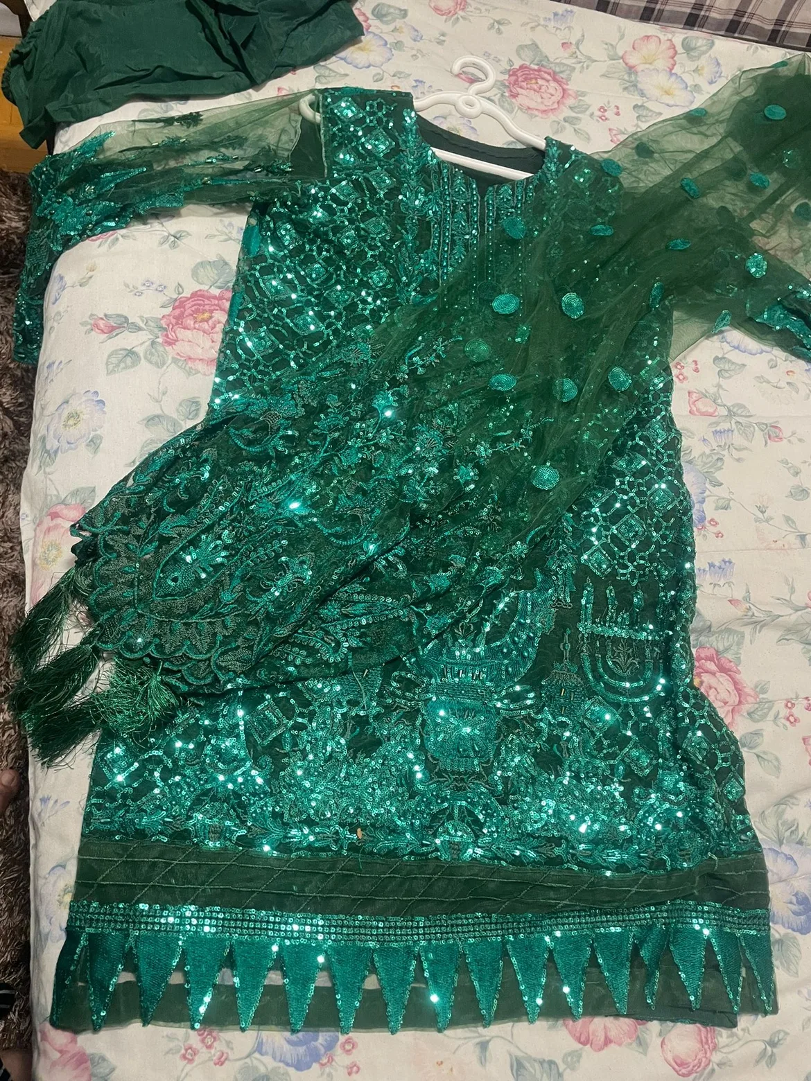 Green Sequined Salwar Kameez image indicator(3)