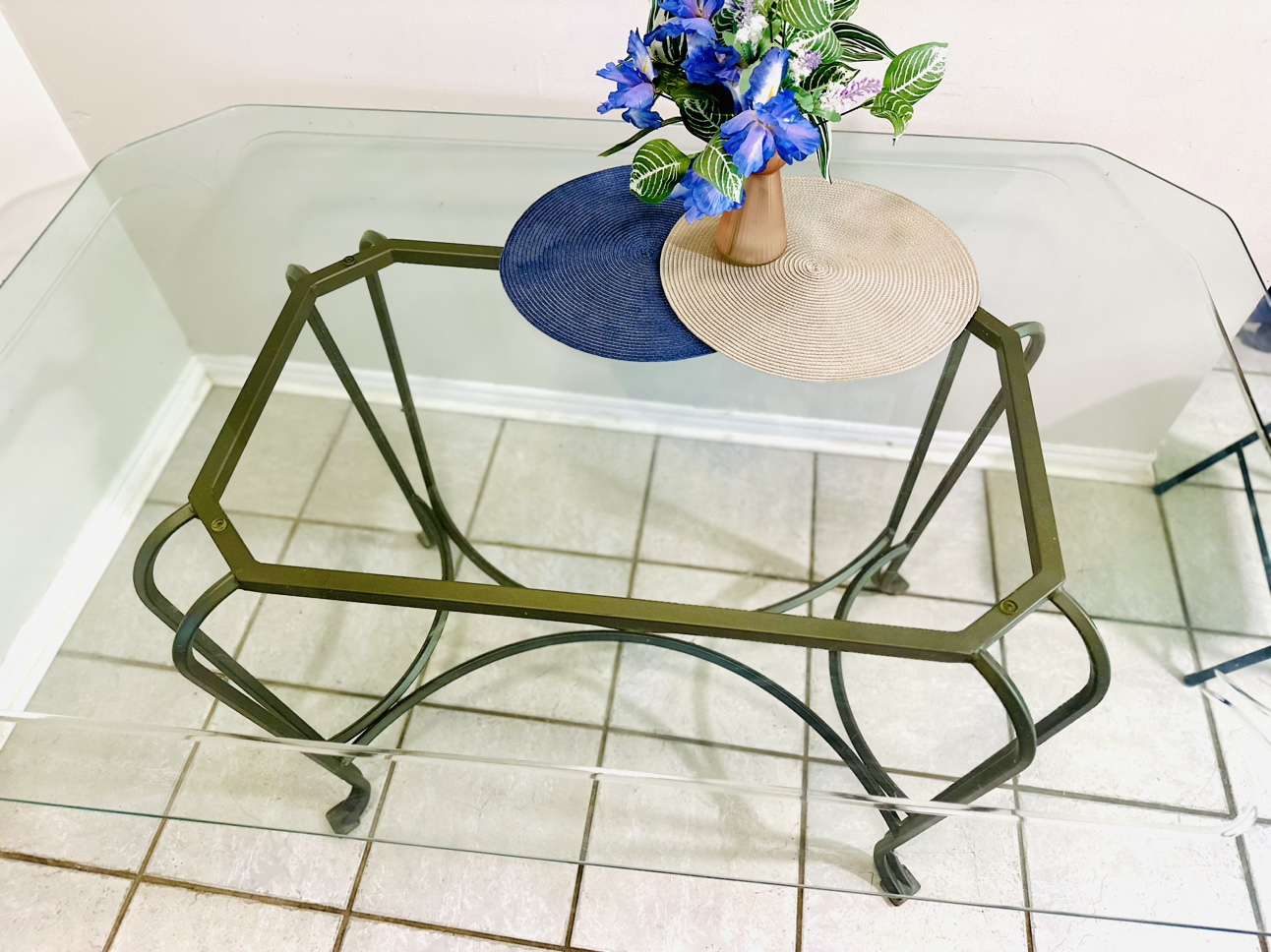 Glass Table with Metal Base