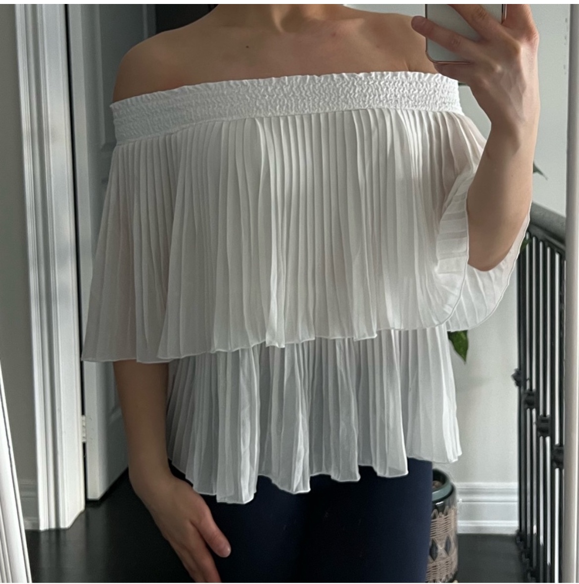 Zara- White Off the Shoulder Top