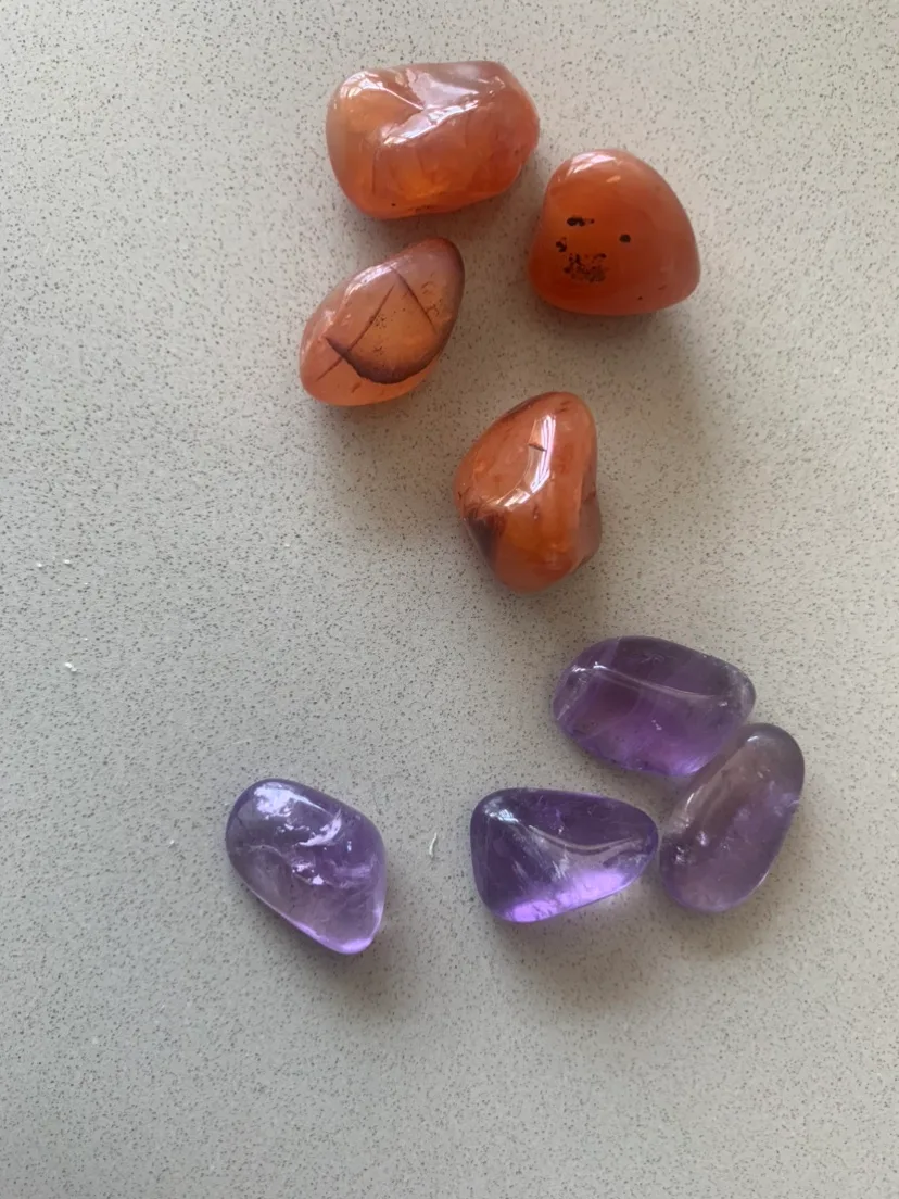 Carnelian and amethyst semi precious tumble stones thumbnail