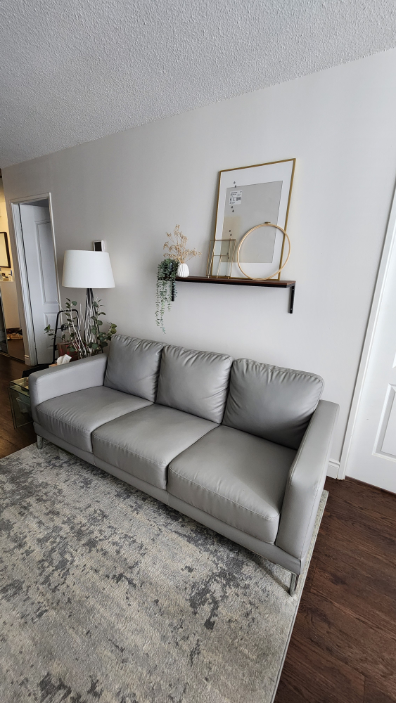 Structube grey faux leather sofa