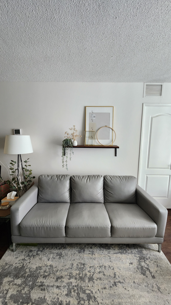 Structube grey faux leather sofa - photo 2