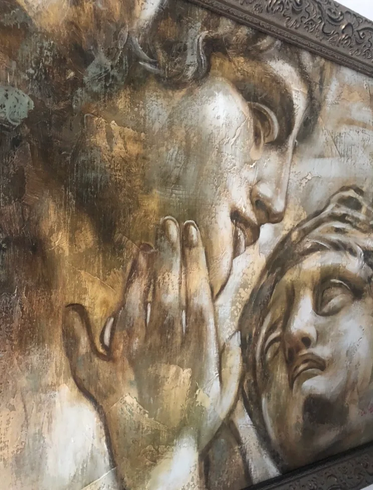 Framed Michelangelo Roman Greek Lovers Repro, 40”x29” image indicator(3)