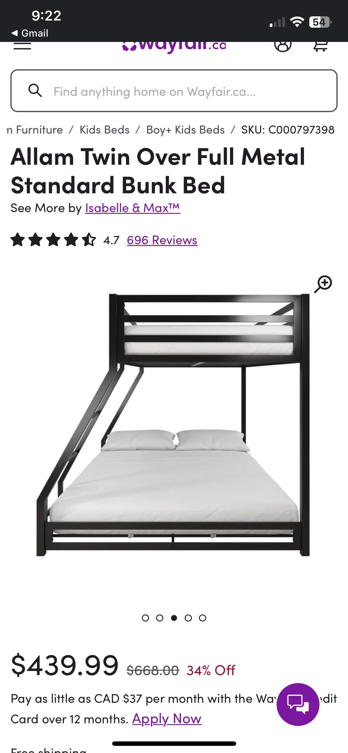 Black Metal Bunk Bed - photo 3