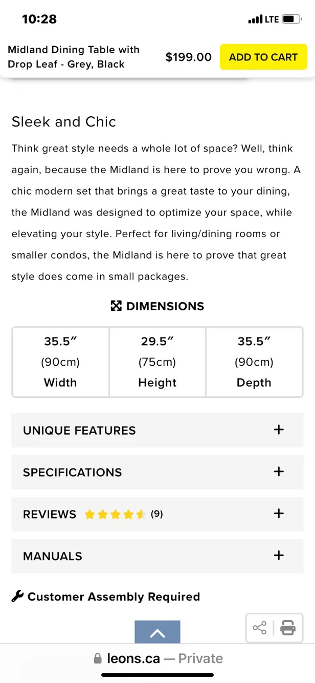 Grey Drop Leaf Dining Table one month old. Pick up square one image indicator(4)