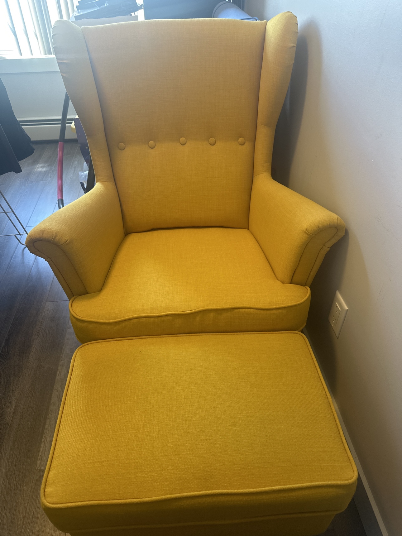 Yellow Armchair with Ottoman