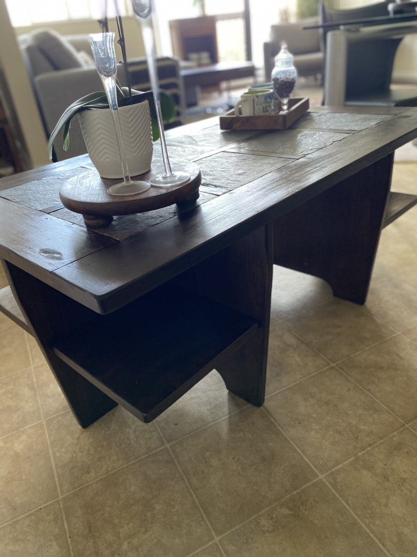 COFFEE TABLE, slate and wood. - photo 4
