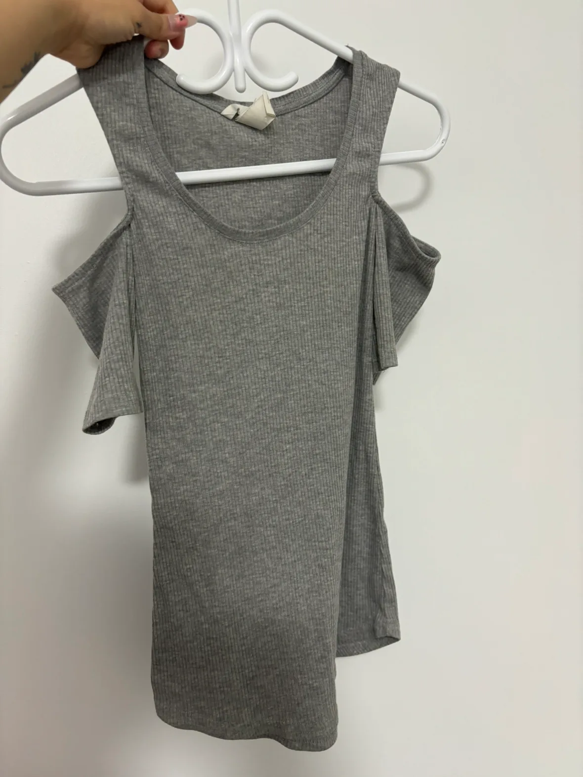 H&M Grey Cold Shoulder Top - XS - #freecycle thumbnail