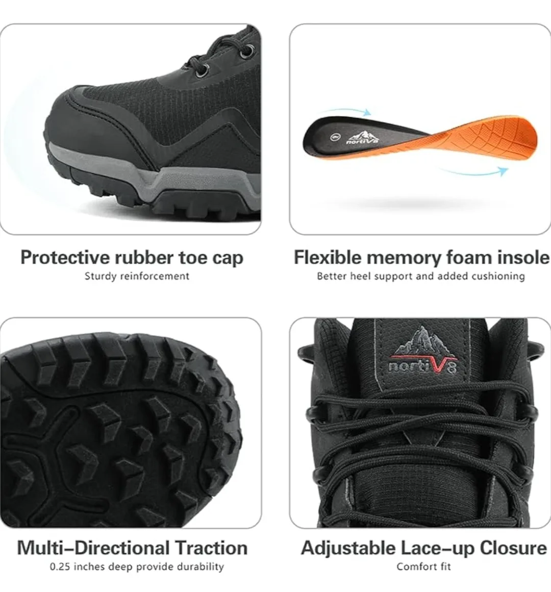 NORTIV 8 Men's Wide Waterproof Hiking Boots Mid Trekking US12 image indicator(2)