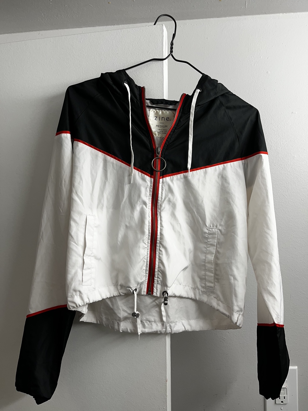 Black and White Windbreaker Jacket Medium