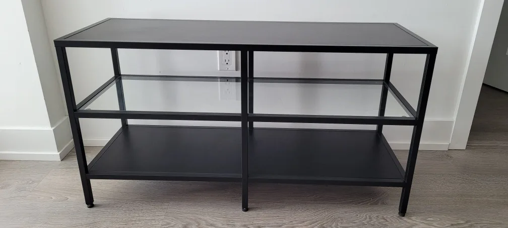 VITTSJÖ TV bench, black-brown/glass image indicator(2)