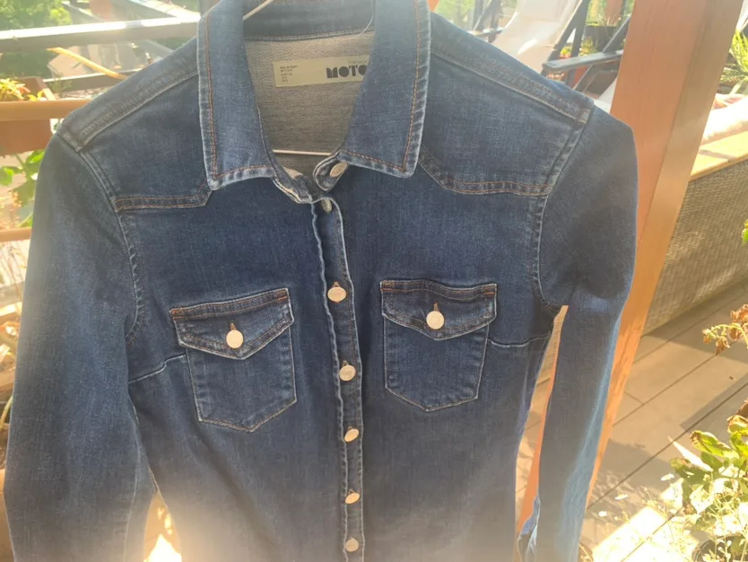 Topshop Moto Denim Dress EUC size 4 image indicator(4)