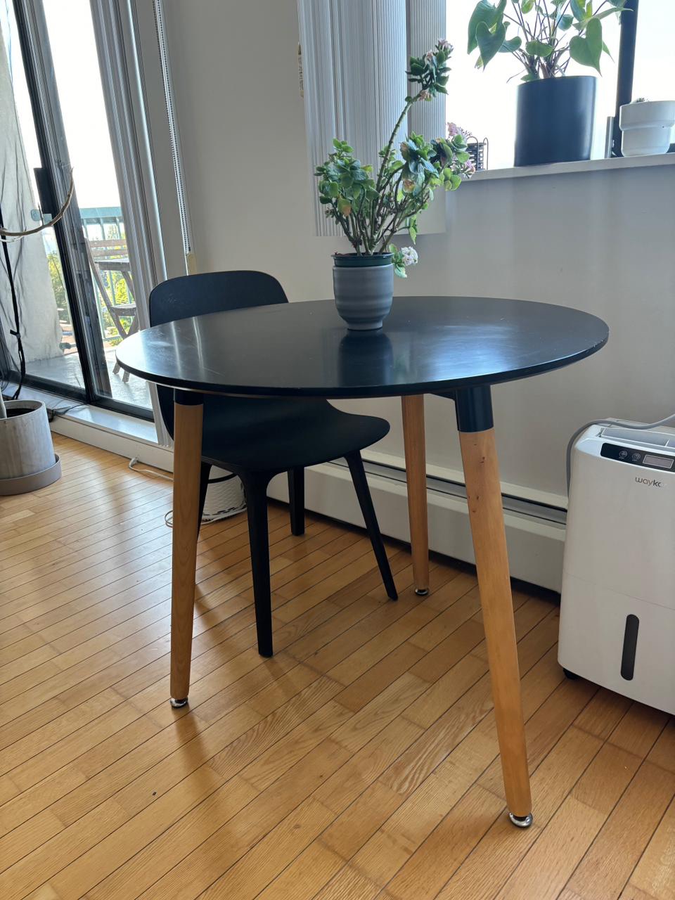 Black Round Dining Table and Two IKEA Chairs - photo 2