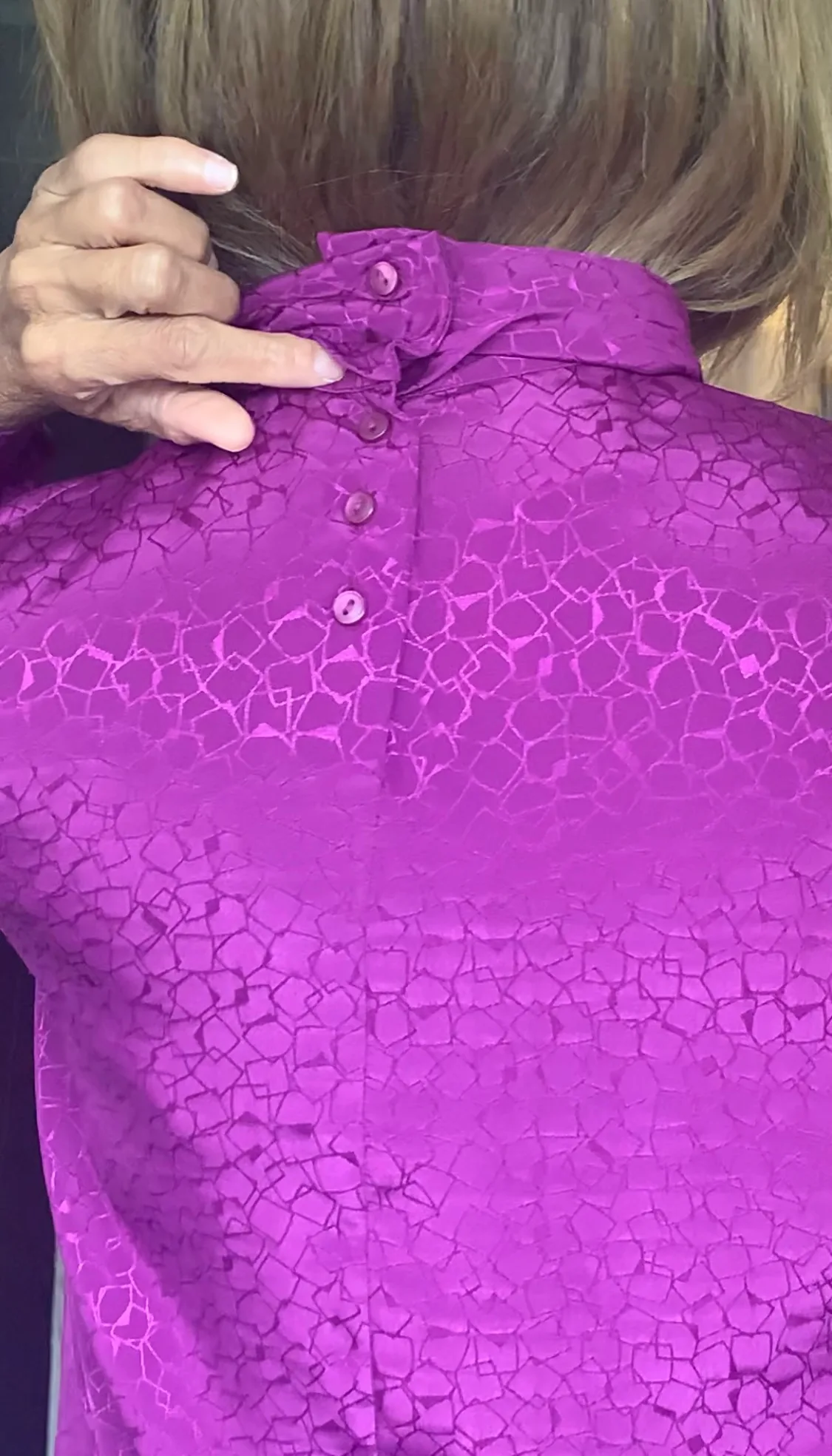 Vintage 70s/80s Purple Mock Neck Blouse w/ Byron Detail image indicator(3)