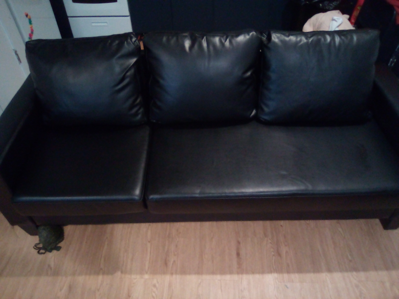 Black Leather Sofa - photo 2