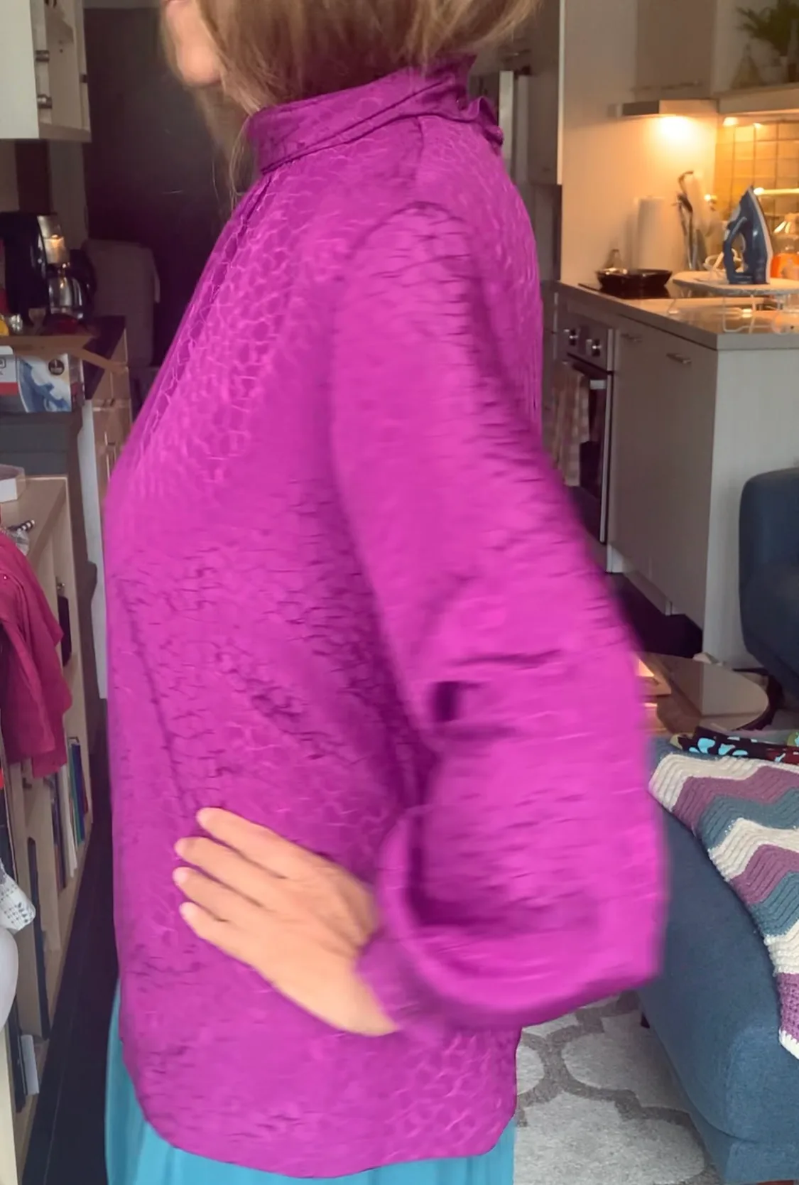 Vintage 70s/80s Purple Mock Neck Blouse w/ Byron Detail image indicator(4)