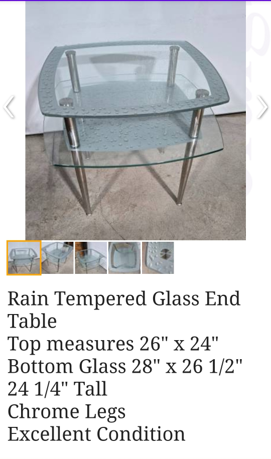 Rain Tempered Glass End Table - photo 2