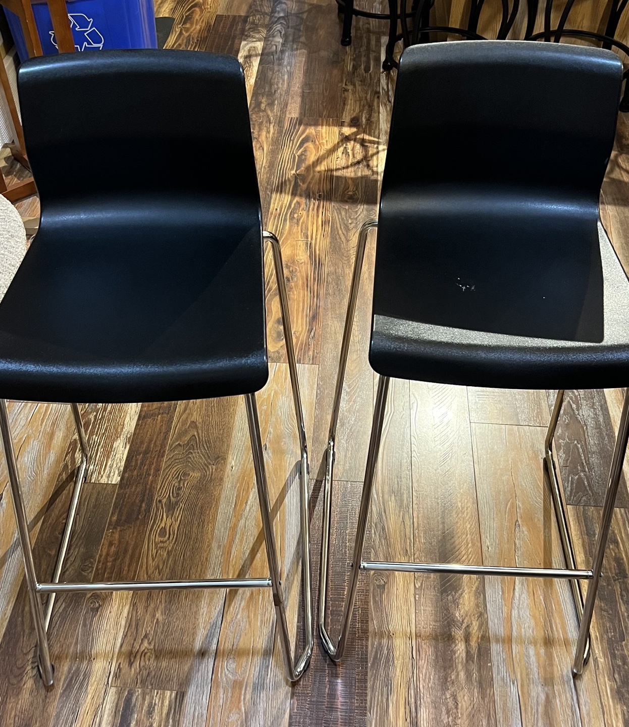 Set of Two Black Bar Stools