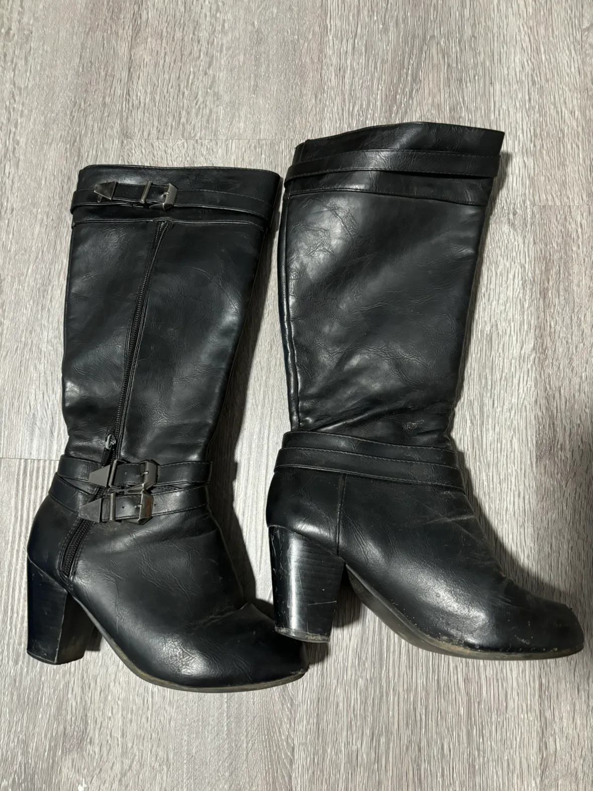 Black Buckle Knee High Boots - size 6 - #freecycle thumbnail