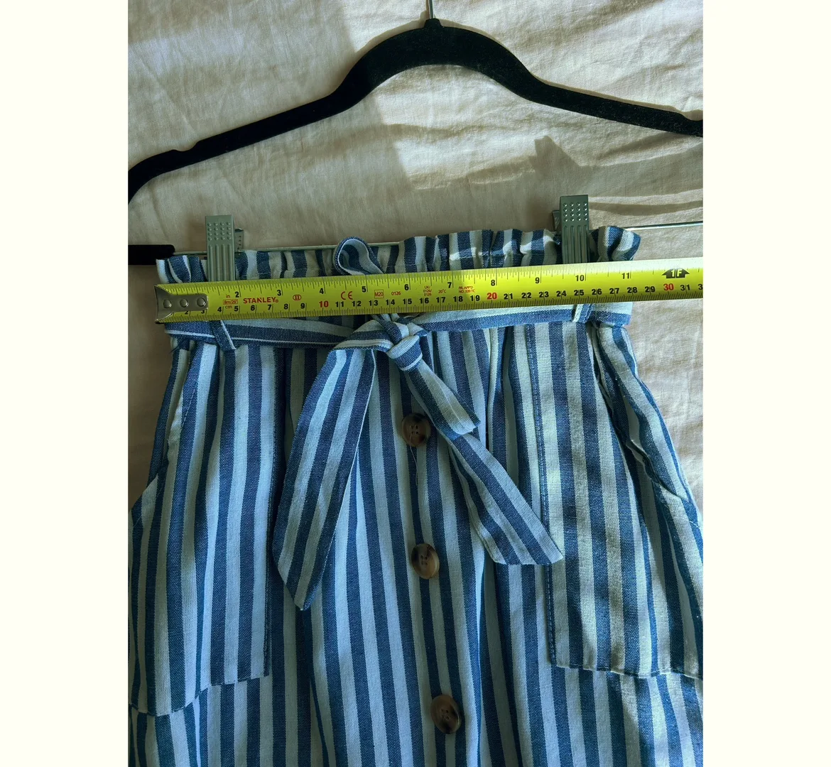 Blue and White Striped Crop Top and Skirt Set size SMALL image indicator(3)