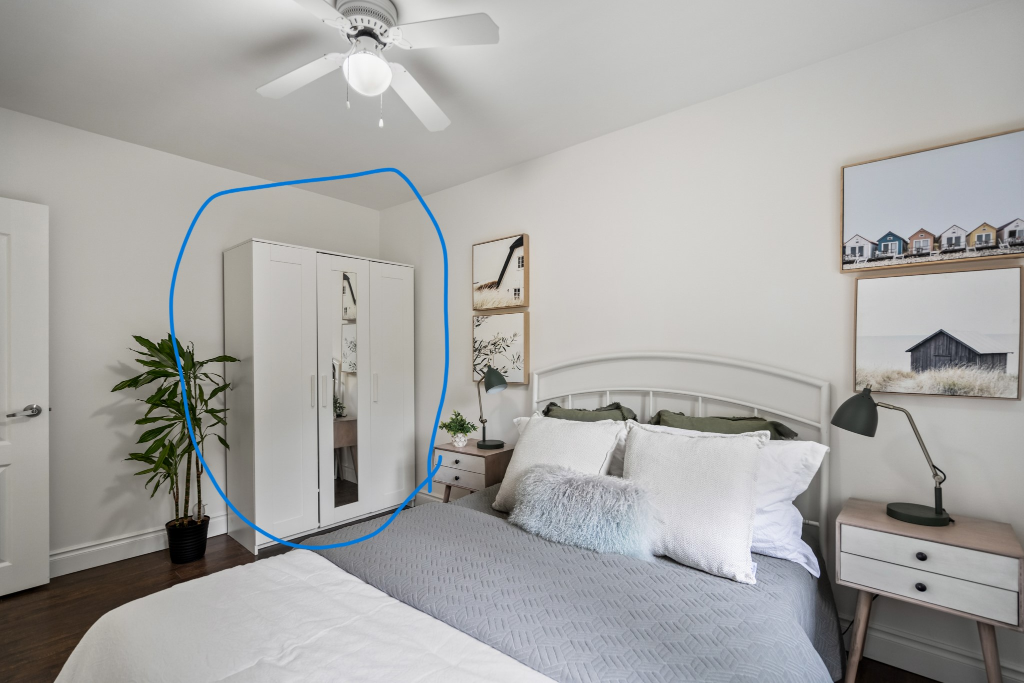 Ikea White Three Door Wardrobe with Mirror