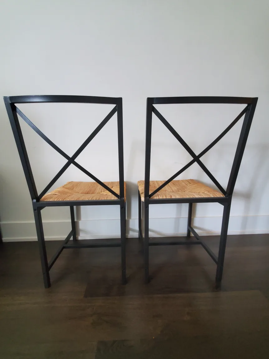 🔥 IKEA Black Metal & Rattan Chairs w/ FREE cushions image indicator(3)