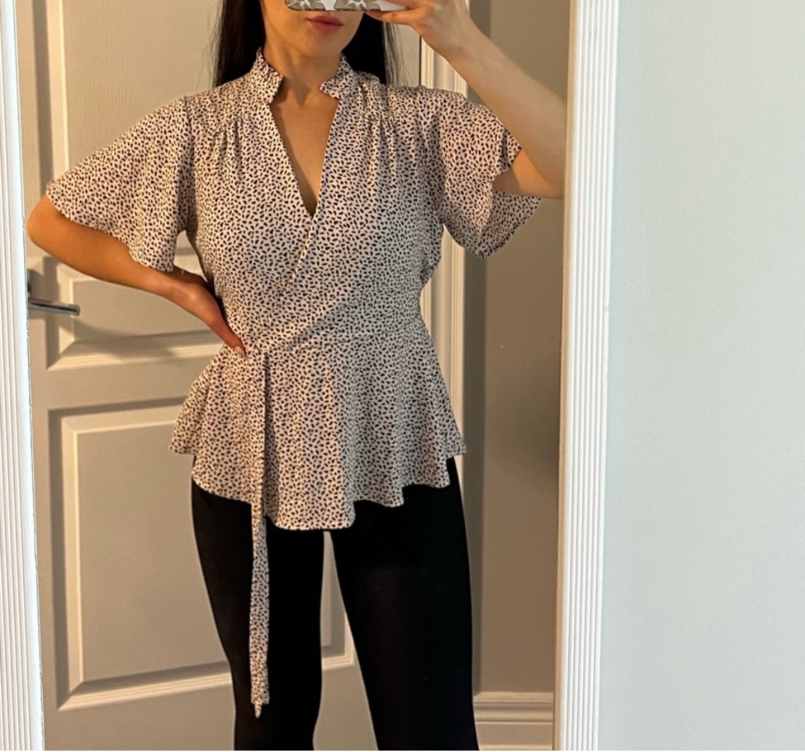 Black and White Dotted Blouse