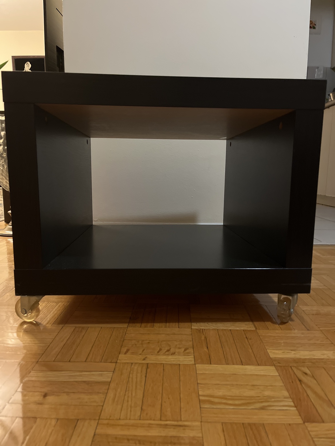 Side table with wheels.