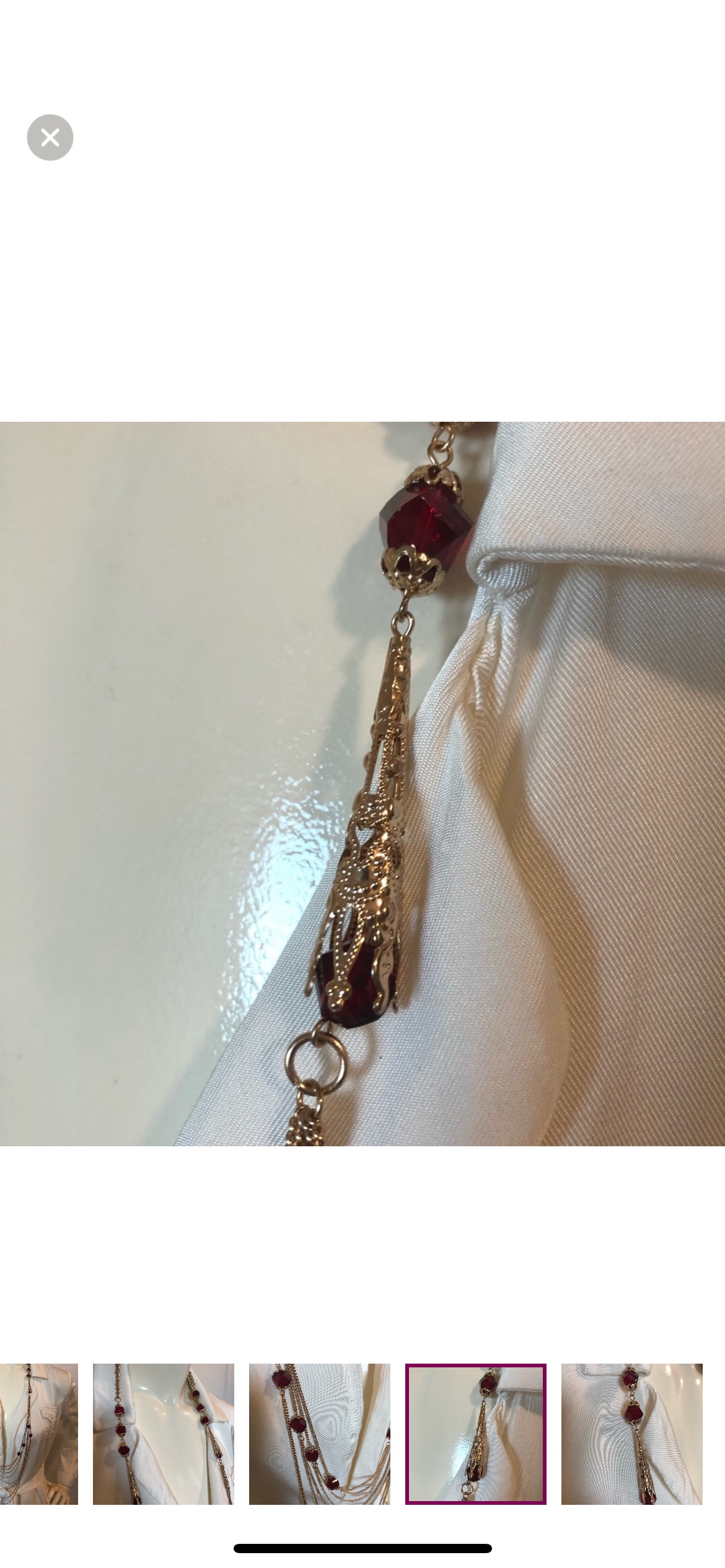 Multi-Strand Gold Necklace with Red Stones - photo 4