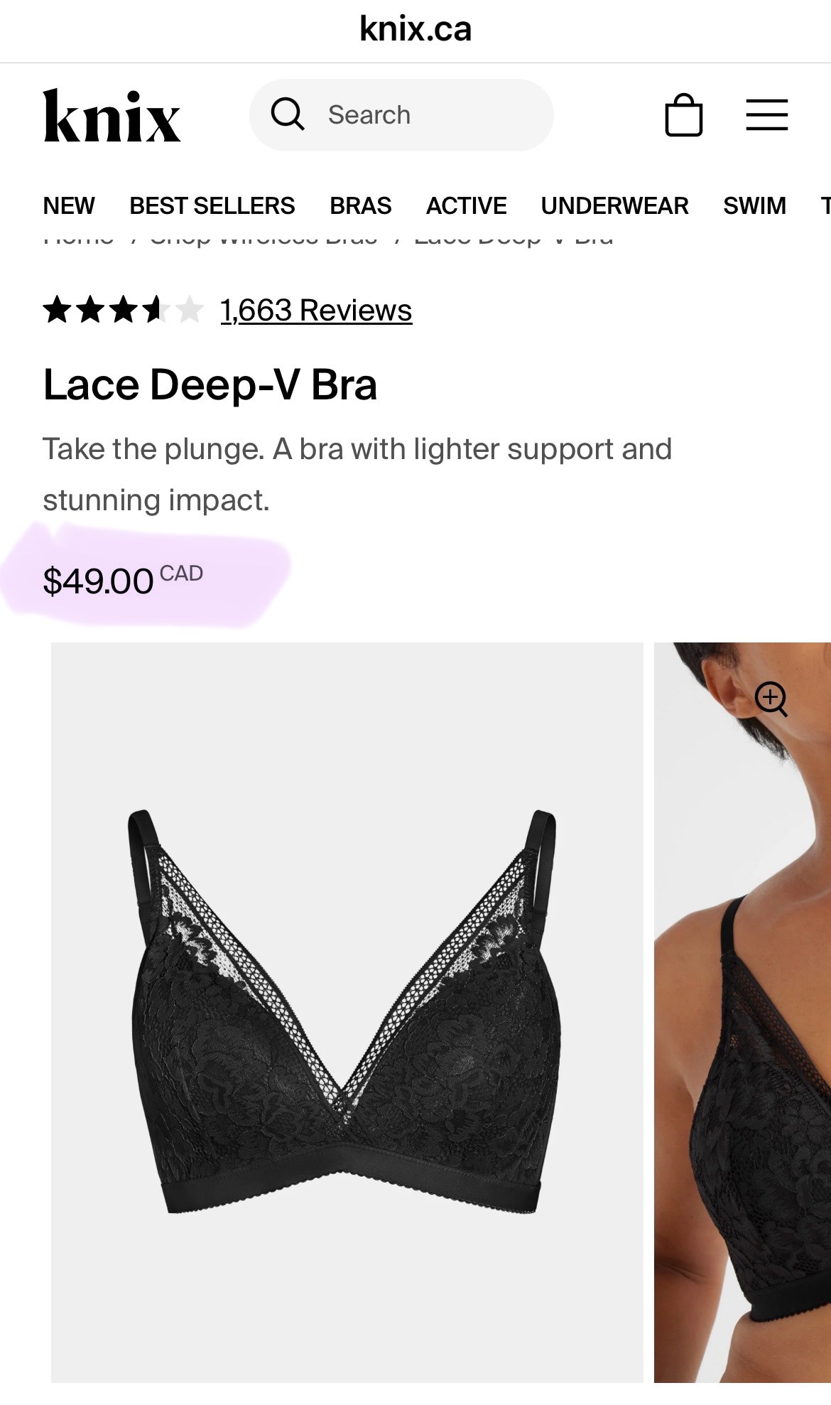 Knix Lace Deep V Bra - photo 3