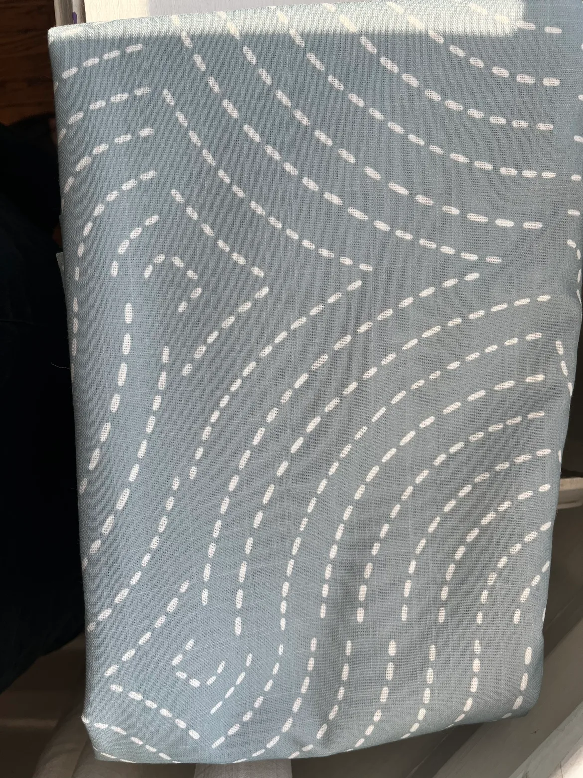 Near-new IKEA curtains (2 panels) Seafoam blue and white thumbnail