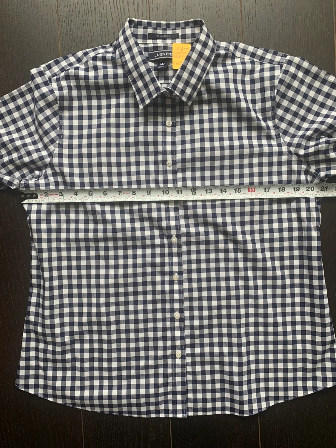 Lands' End Women's Long Sleeve Gingham Shirt- Blue & White image indicator(3)