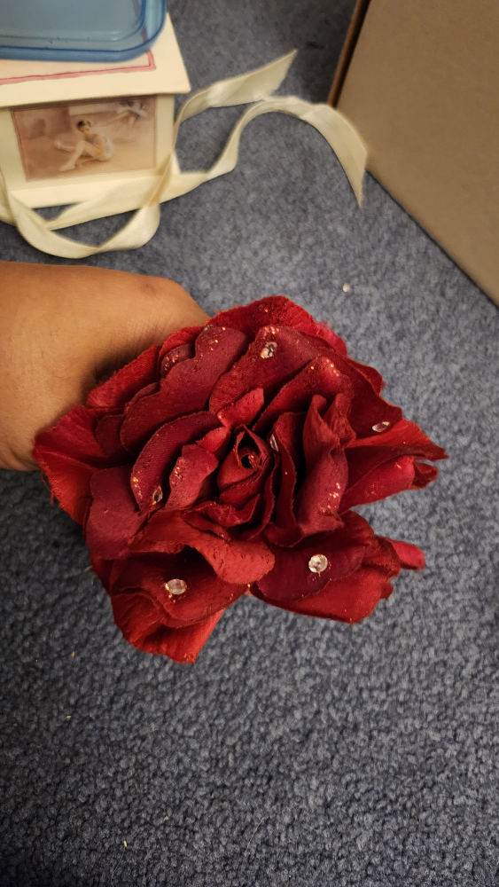 Rose and Rhinestone hair accessories