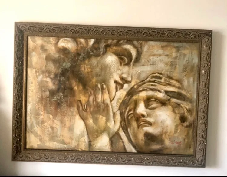 Framed Michelangelo Roman Greek Lovers Repro, 40”x29” image indicator(9)