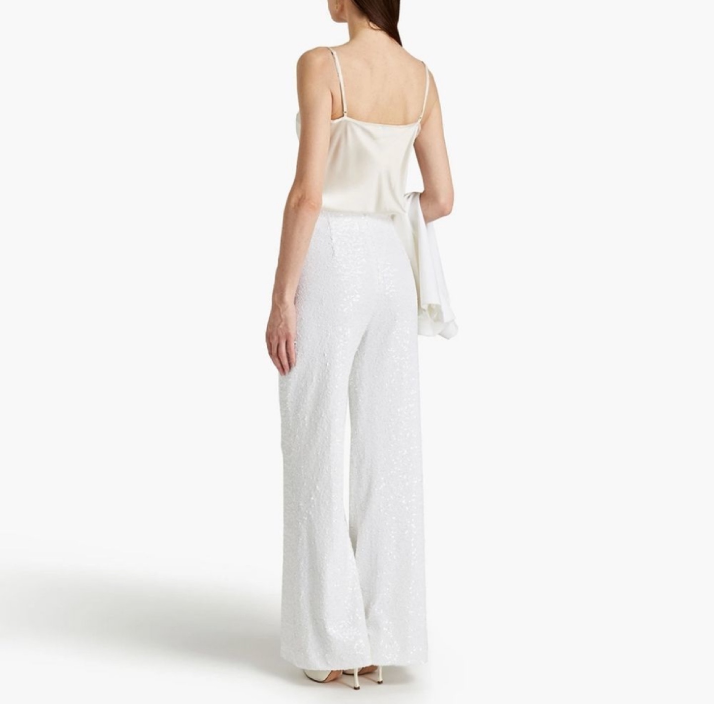 NWT, Badgley Mischka White Sequined Trouser Pants - photo 3