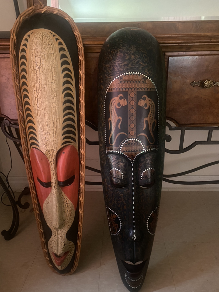 Wooden wall mask art