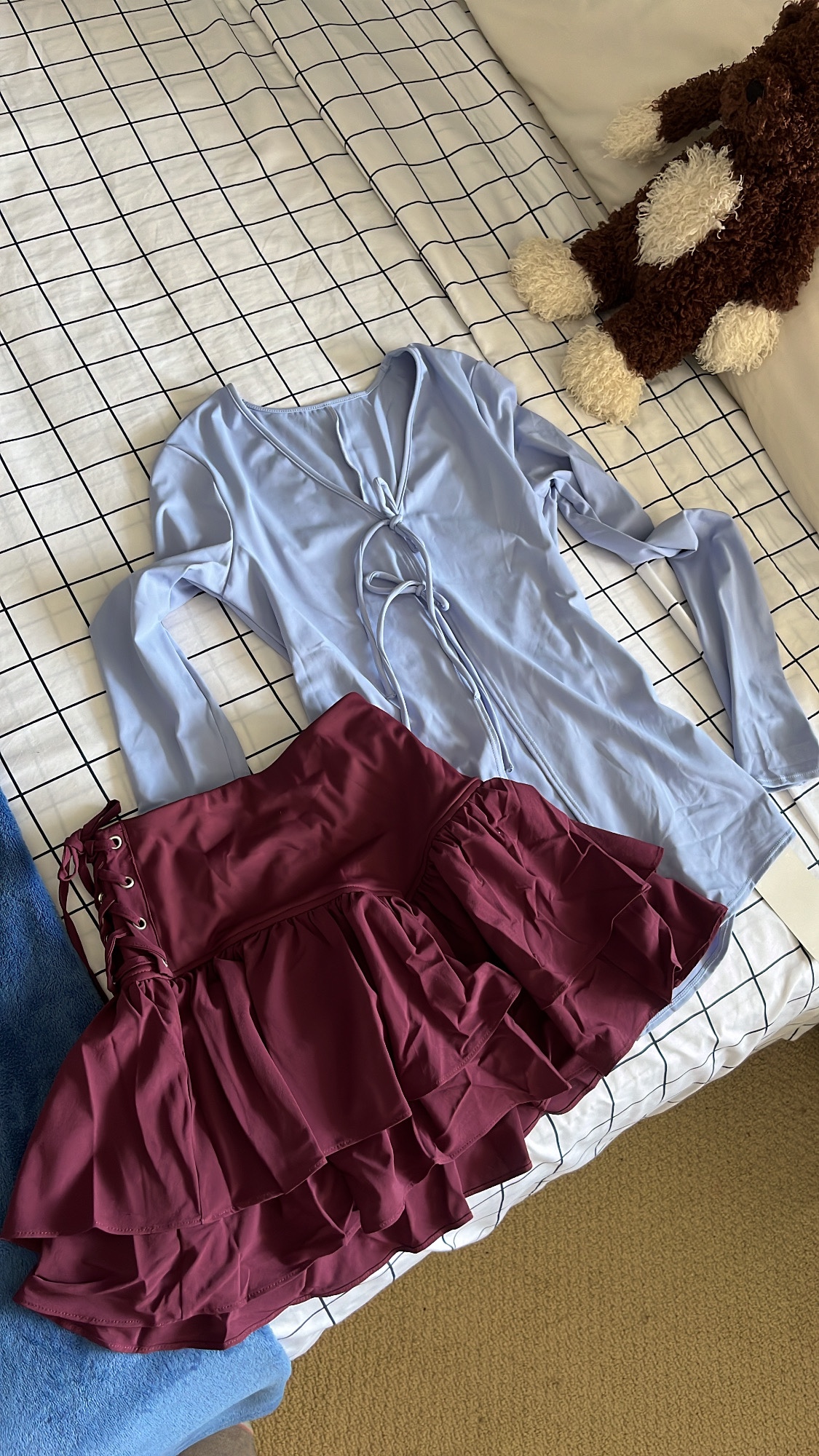 Halara Ruffled Skirt and Blue Top